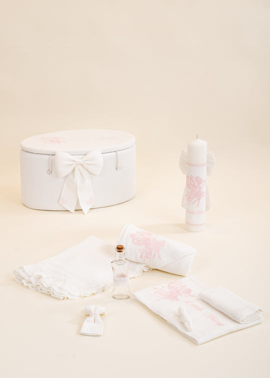 Set Botez Zana 3 Piese, Lumanare, Trusou si Cufar Personalizat Botez AnneBebe