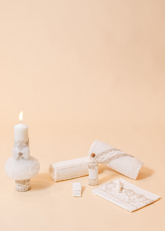 Christening Set Natalia 2 Pieces Candle and Personalized Trunk AnneBebe