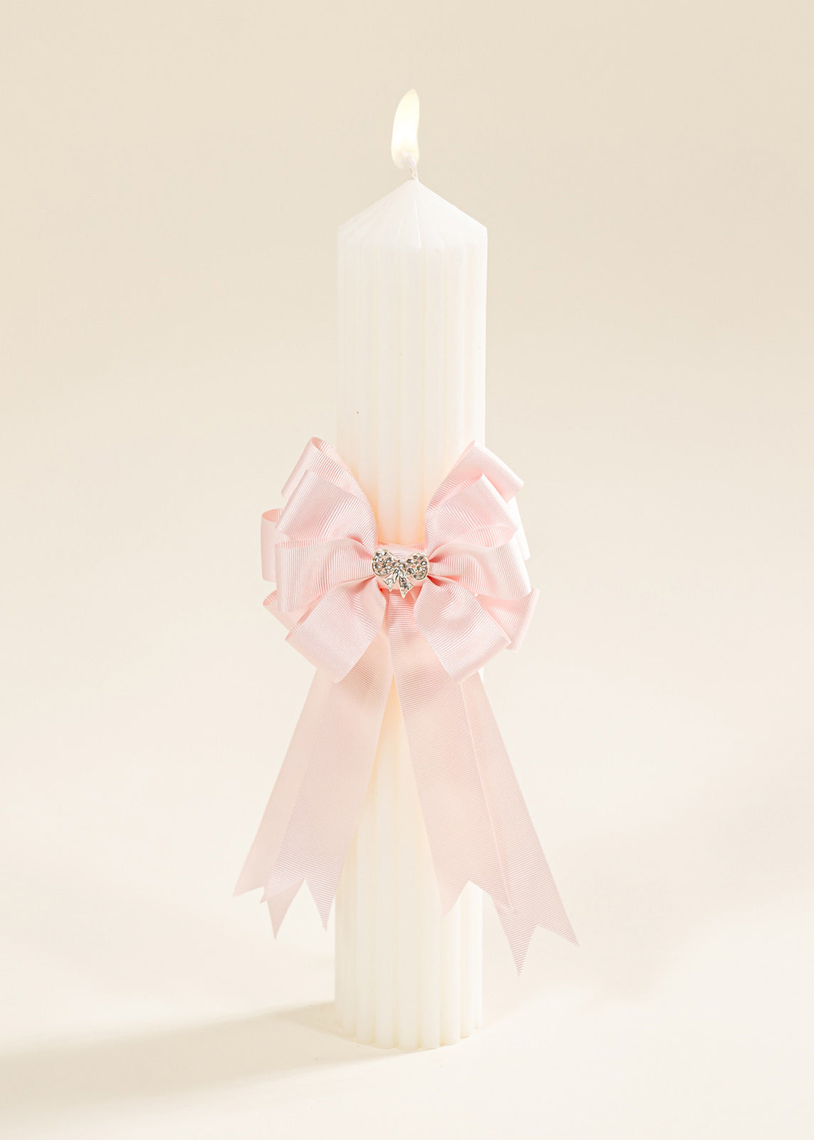 Universal Baptism Candle Double Bow Pink AnneBebe