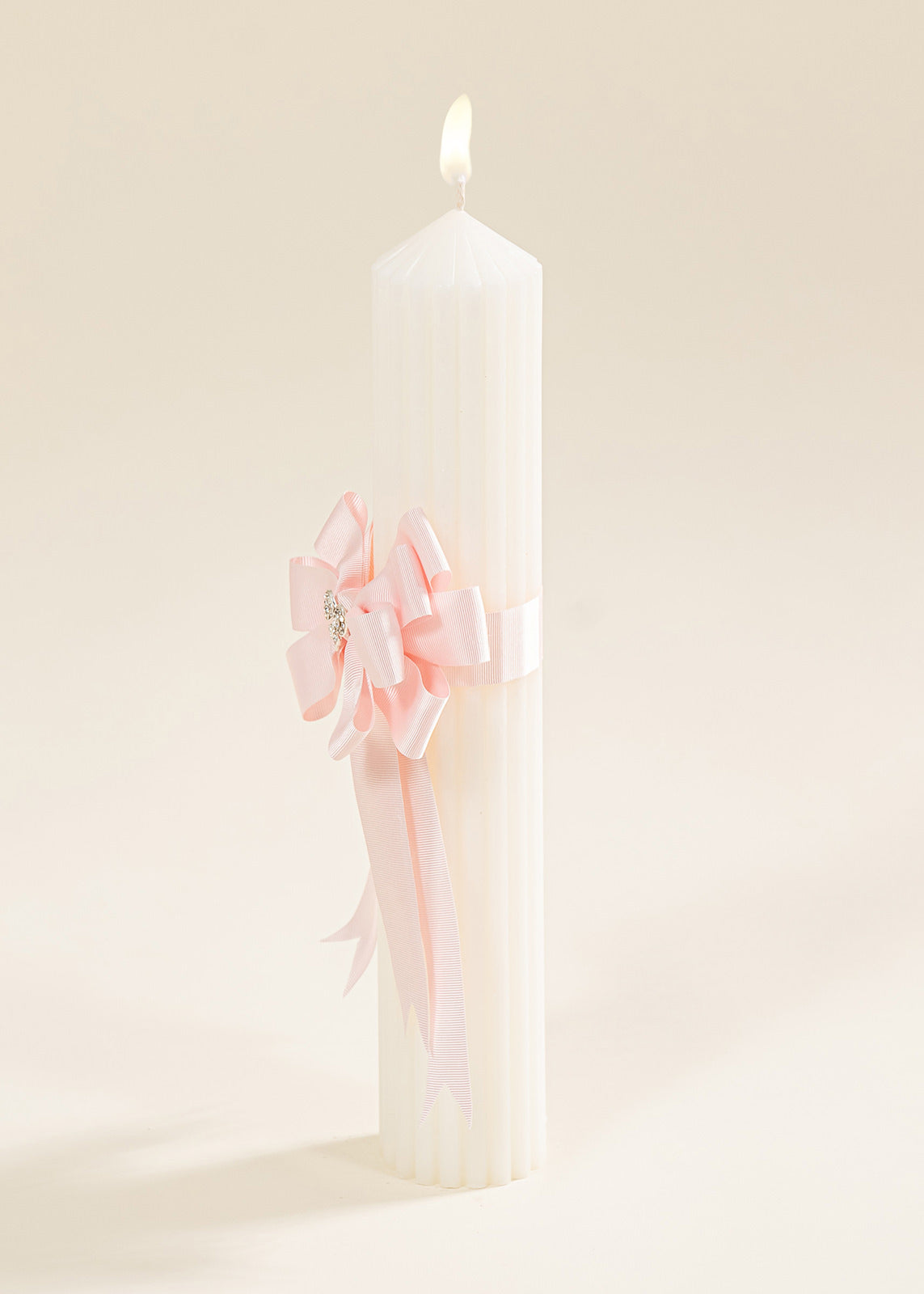 Universal Baptism Candle Double Bow Pink AnneBebe