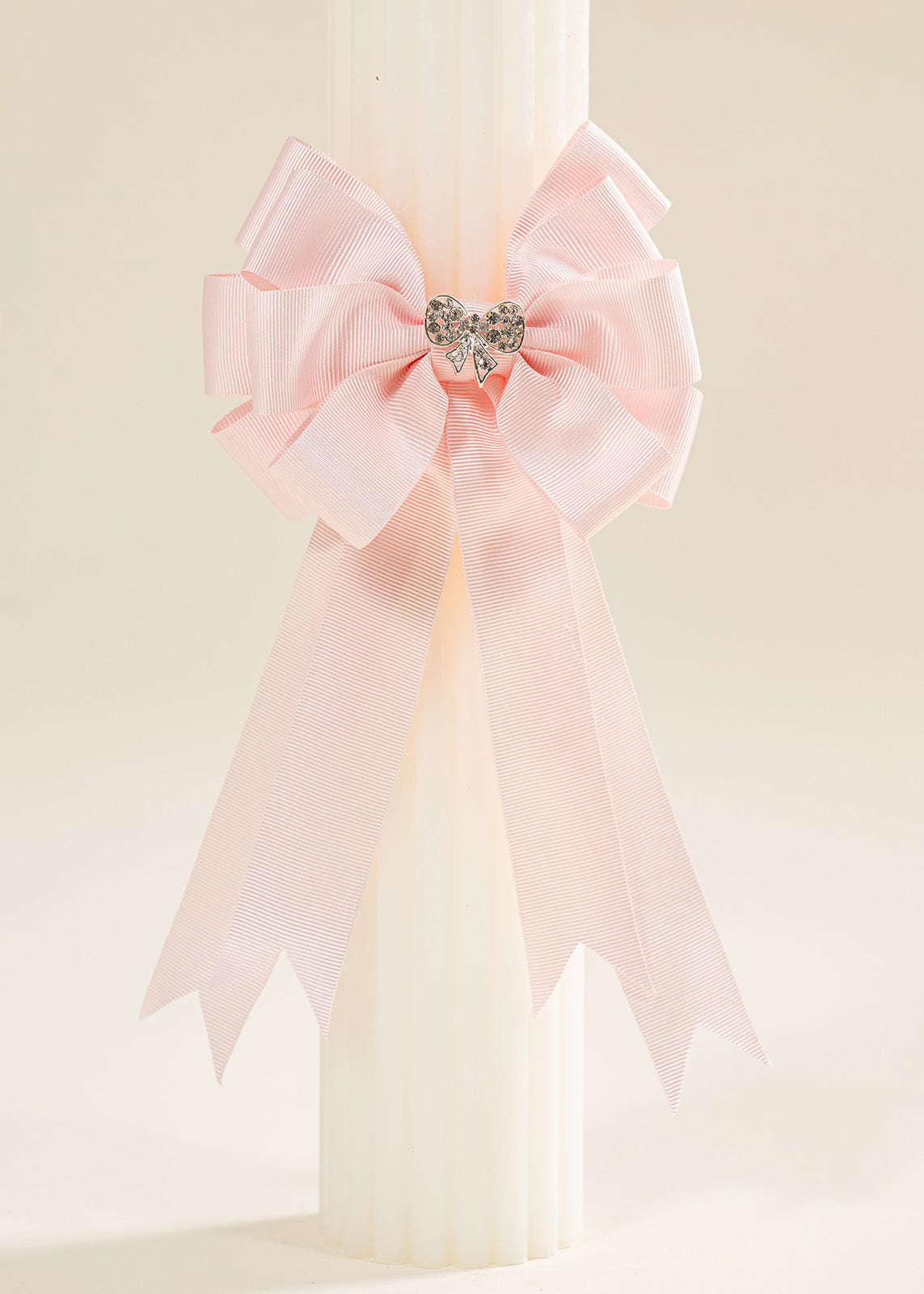 Universal Baptism Candle Double Bow Pink AnneBebe