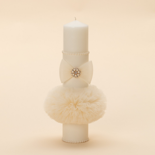 Universal Candle Tull Cappuccino Baptism Girls AnneBebe