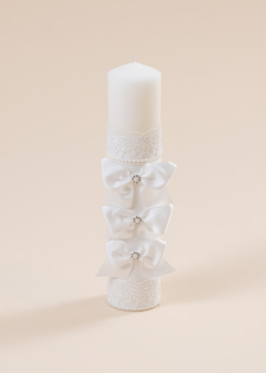 Товста свічка AnneBebe. Три бантики з стрічкою