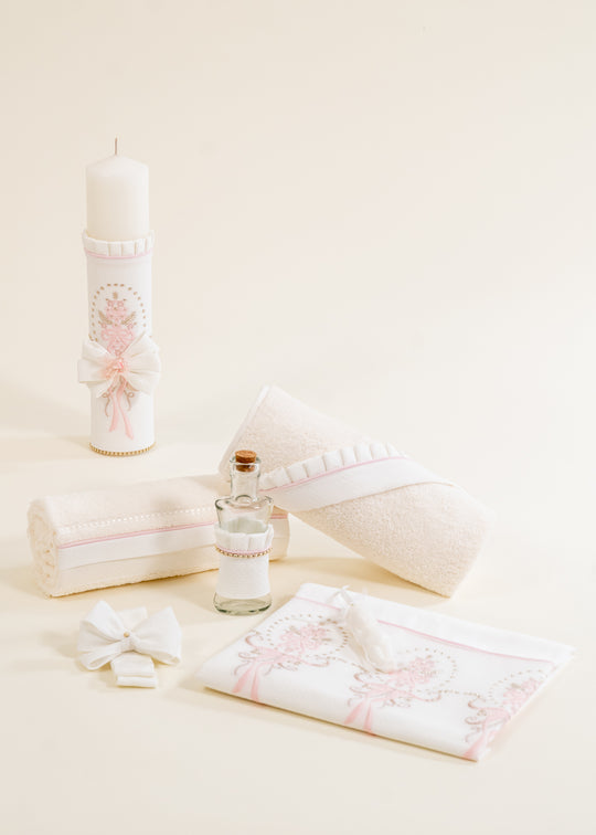 Set Botez Cristiana 2 Piese Lumanare si Trusou Personalizat Botez AnneBebe