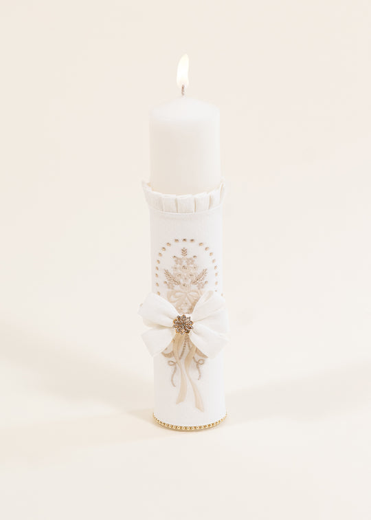 Lumanare Nicole Crem Flori Capucino Cu Auriu AnneBebe