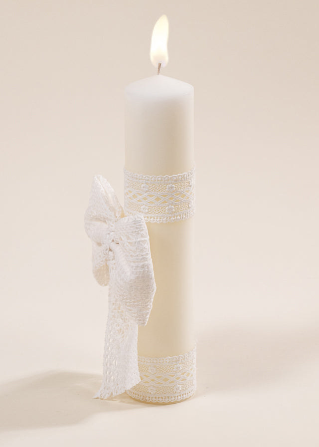Set Botez Annelis 3 Piese  Rochie Trusou si Lumanare Personalizat Botez AnneBebe