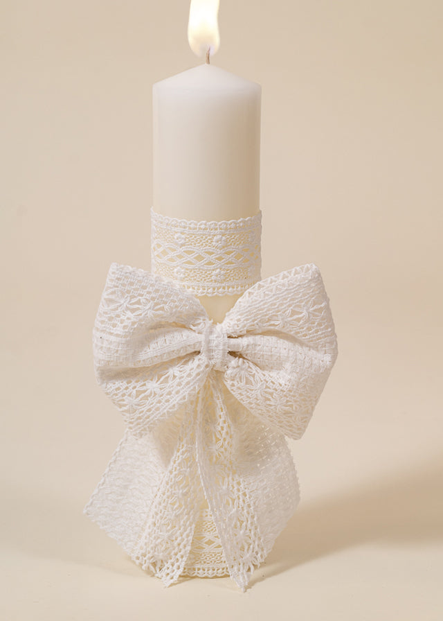 Set Botez Annelis 3 Piese  Rochie Trusou si Lumanare Personalizat Botez AnneBebe
