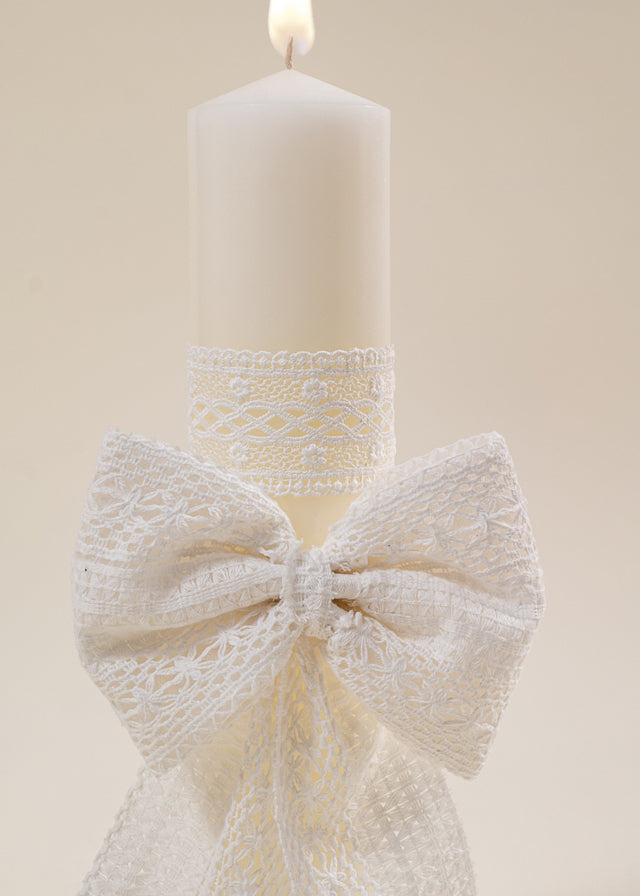 Set Botez Annelis 3 Piese  Rochie Trusou si Lumanare Personalizat Botez AnneBebe
