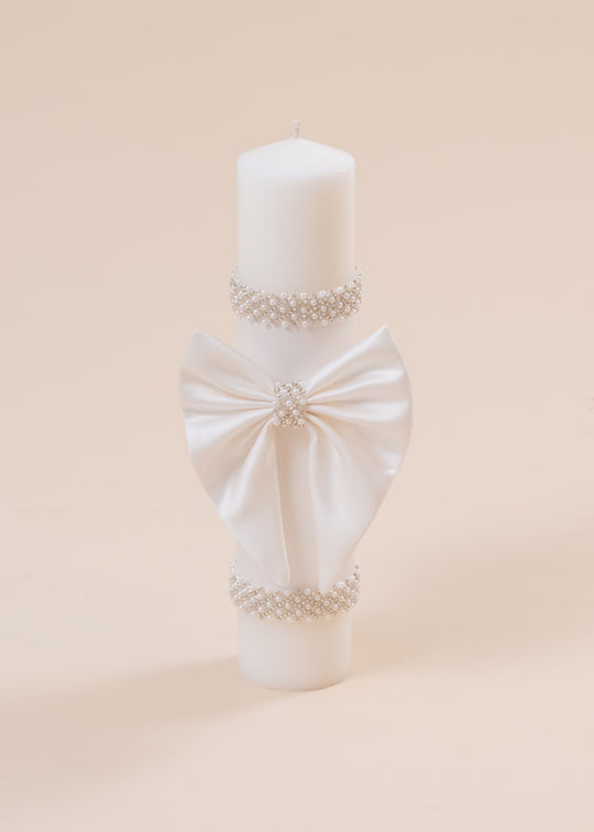 Свічка для хрещення Лоліта Baby Princess Бантики крем і перли ромб Модель