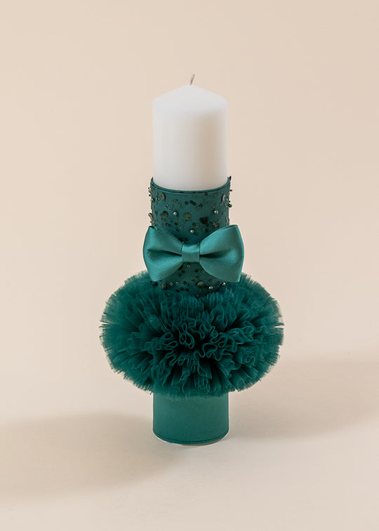 Lumanare Olivia Glob Tull Verde Cu Paiete AnneBebe