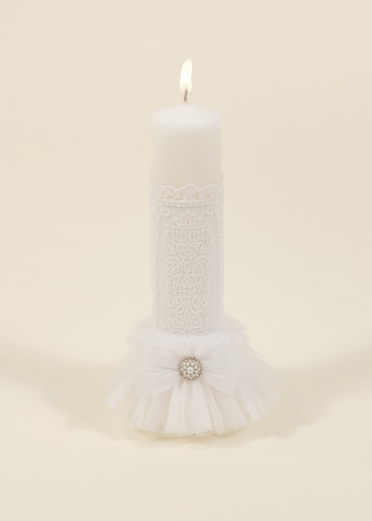 Lumanare Blanca Tull Alb Cu Dantela AnneBebe