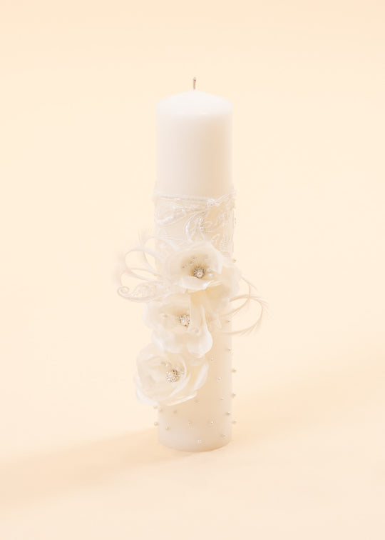 Lumanare Botez Ariana Crem Dantela Lux Flori Mari Cu Drag De La Nasi AnneBebe