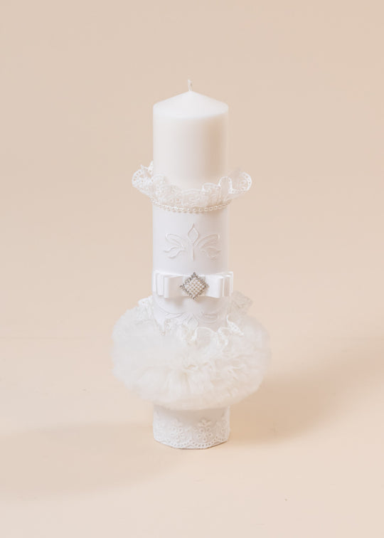 Свічка для хрещення Girls Globe Tull Cream Ruffles Lace AnneBebe