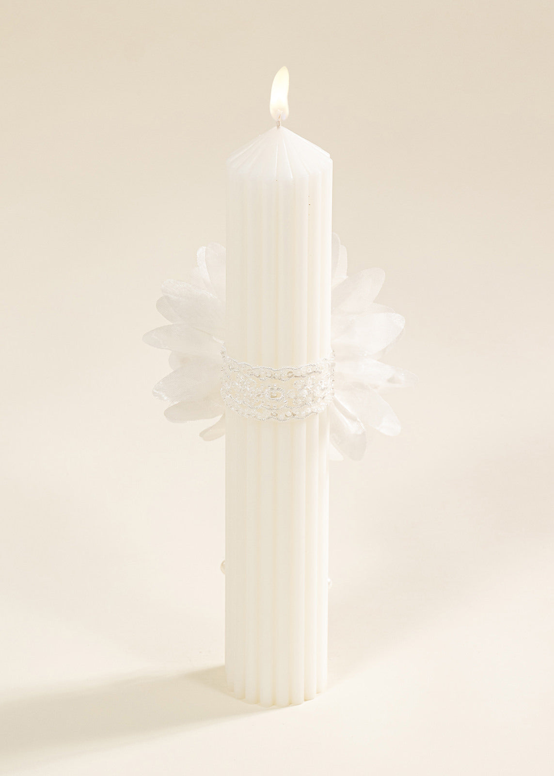 Cream Rose Candle With Pearls