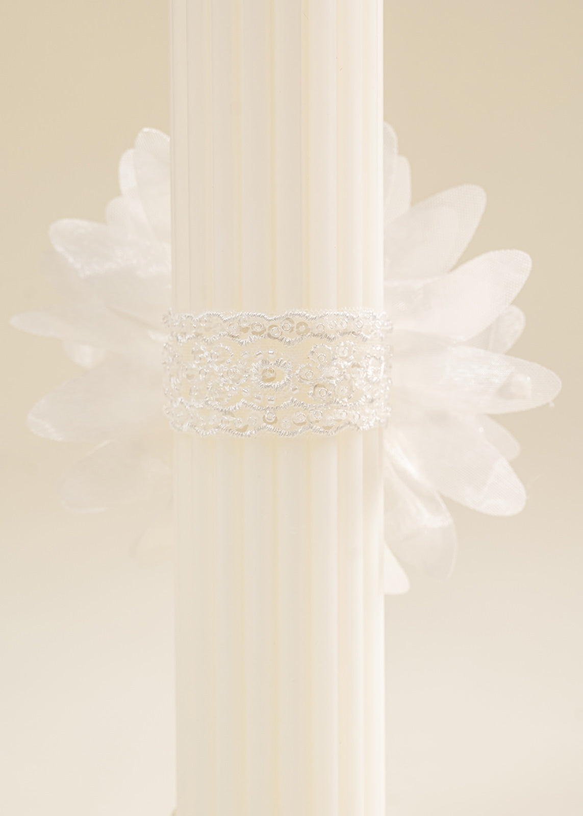 Cream Rose Candle With Pearls