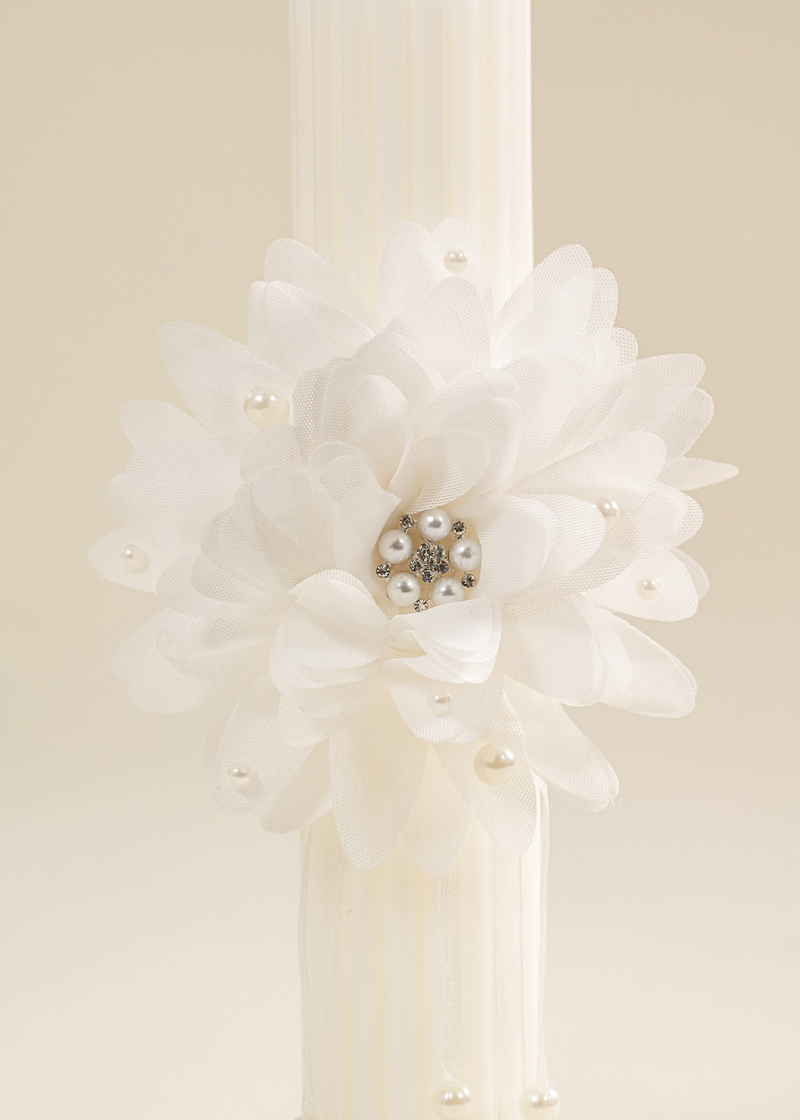 Cream Rose Candle With Pearls