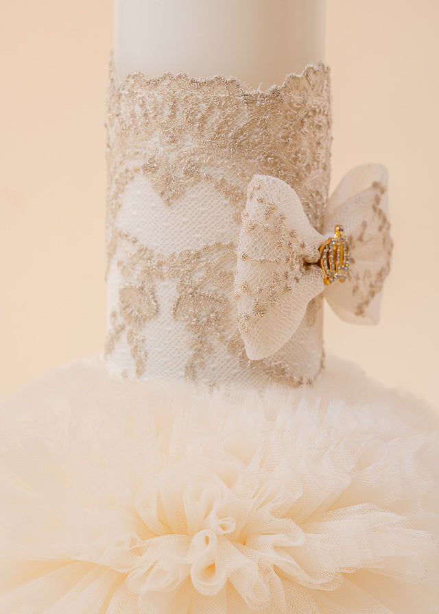 Candle Teodora Lace Cappuccino Christening Girls AnneBebe 