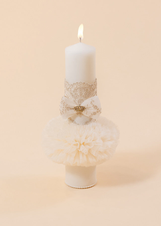 Candle Teodora Lace Cappuccino Christening Girls AnneBebe 