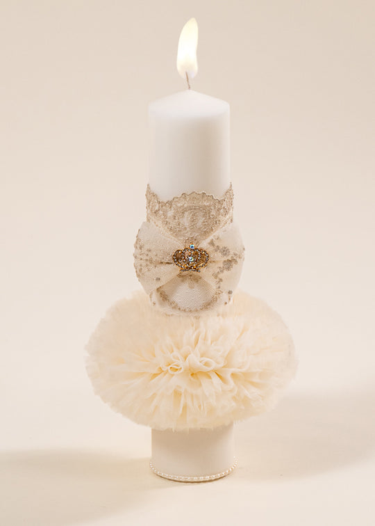 Lumanare Danielle Dantela Cappuccino Botez Fetite AnneBebe