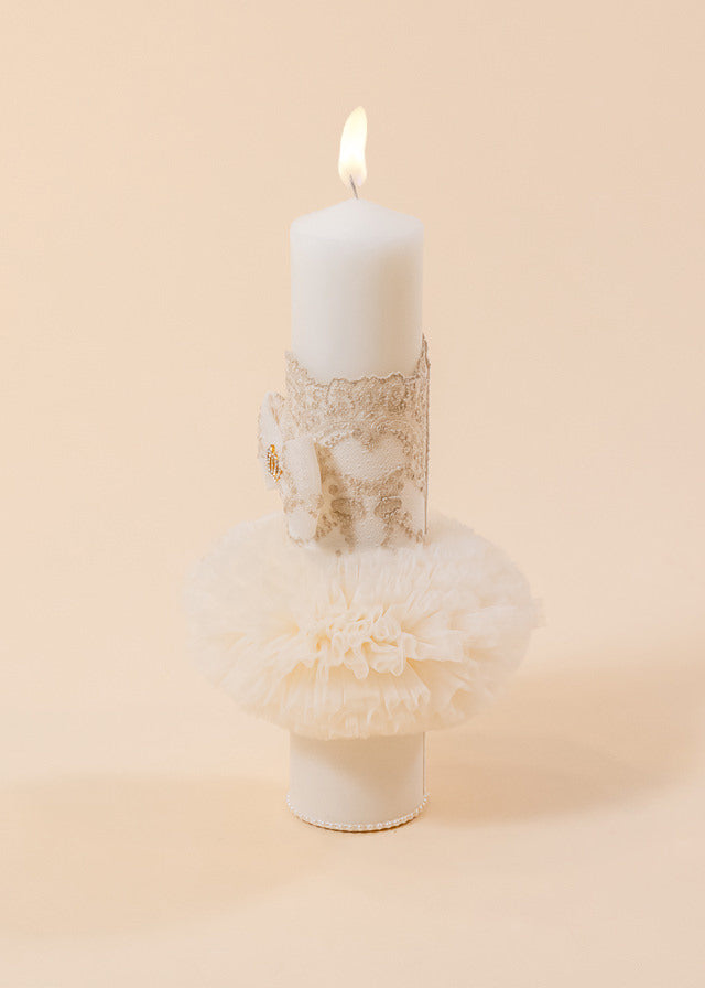 Candle Teodora Lace Cappuccino Christening Girls AnneBebe 