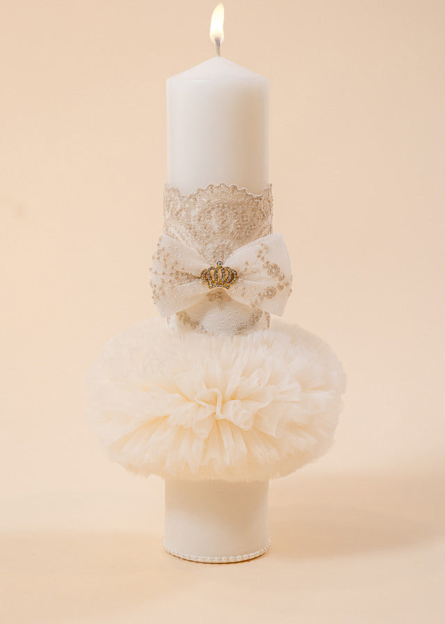 Candle Teodora Lace Cappuccino Christening Girls AnneBebe 