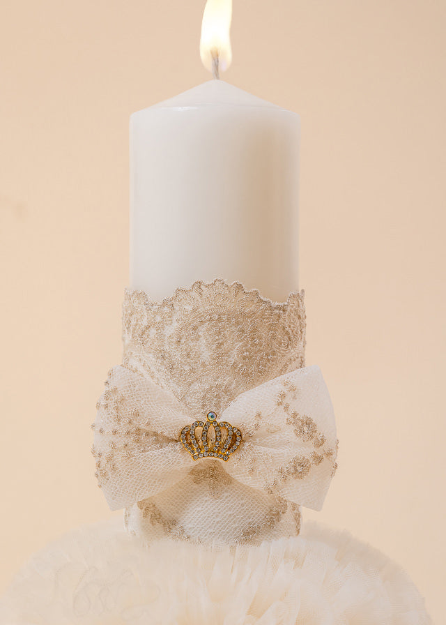 Candle Teodora Lace Cappuccino Christening Girls AnneBebe 