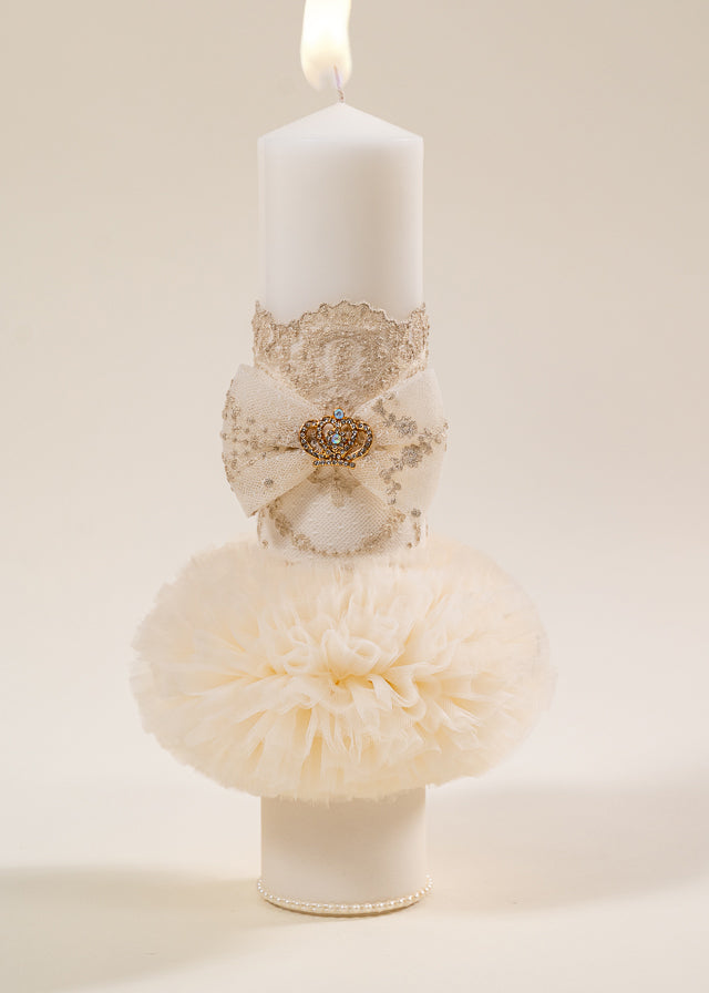 Candle Teodora Lace Cappuccino Christening Girls AnneBebe 
