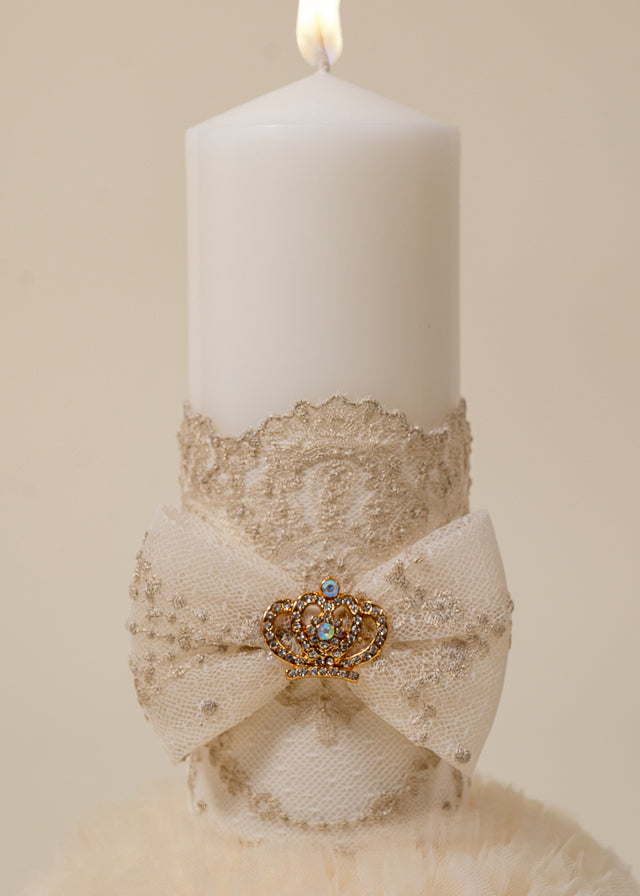 Candle Teodora Lace Cappuccino Christening Girls AnneBebe 