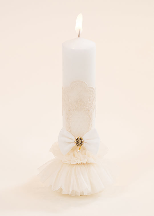 Lumanare Georgia Crem Cu Tull Si Dantela Capucino AnneBebe