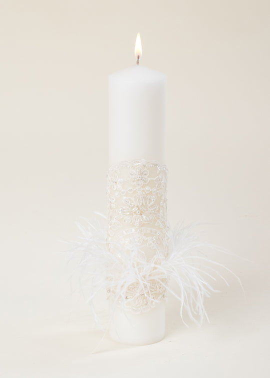 Kelly Luxury Lace Candle With Pearls And Flakes