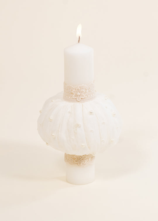 Lumanare (Eda,Rachel,Chloe) Glob Tull Cu Perle Si Dantela din Bumbac Cu Flori Si Romburi AnneBebe