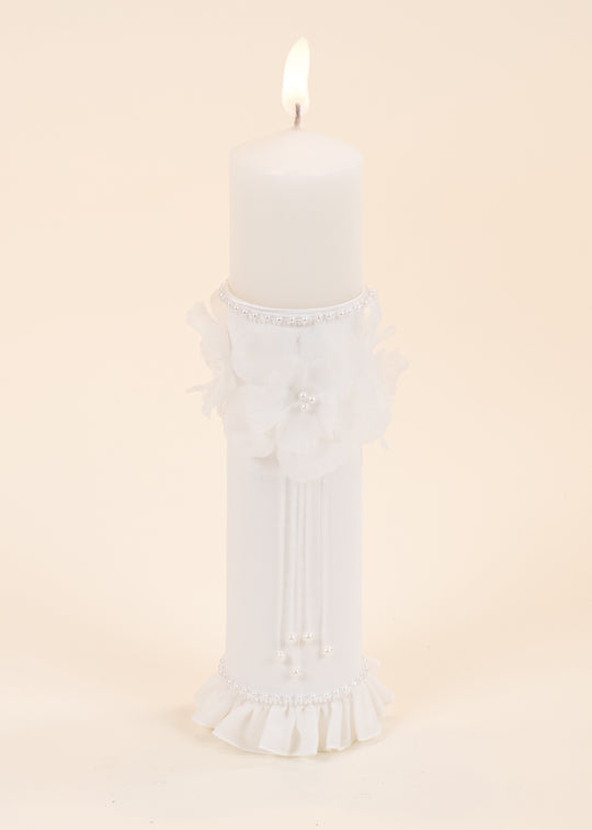 Linda Candle Cream 3D Flowers and Pearls AnneBebe