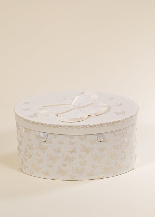 Cufar Bela Oval Crem Sidefat Cu Fluturi AnneBebe