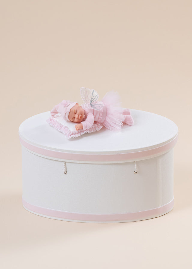 Oval Cream Mother-of-Pearl Christening Chest With AnneBebe Fairy