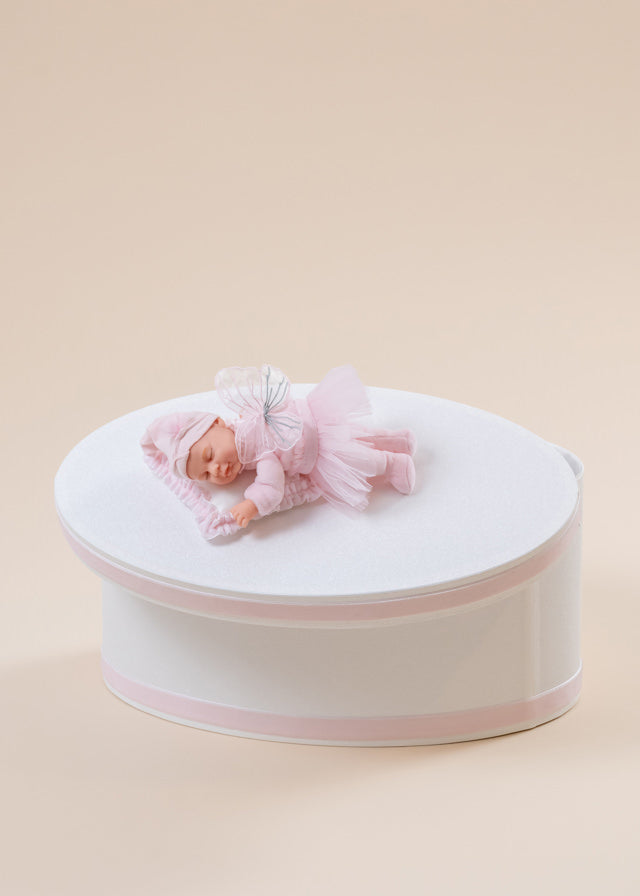 Oval Cream Mother-of-Pearl Christening Chest With AnneBebe Fairy