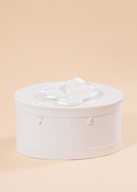 Cufar Tatiana Oval Crem Fluture Brodat Pe Capac AnneBebe