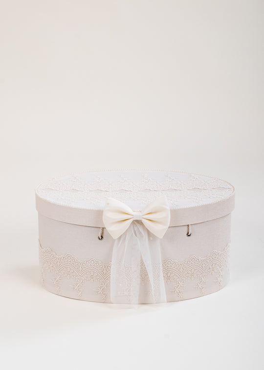 Raina Oval Cappuccino Lace Chest on Lid AnneBebe