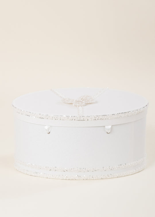 Olga Oval Ivory Pearl Chest with Beaded and Sequined Butterflies on Lid