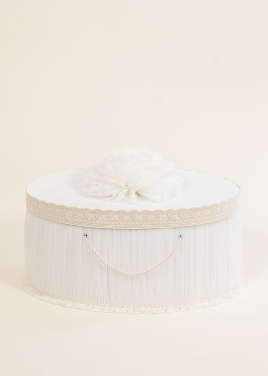 Cufar (Eda,Rachel,Chloe) Tull Crem Pampon Cu Perle Pe Capac AnneBebe