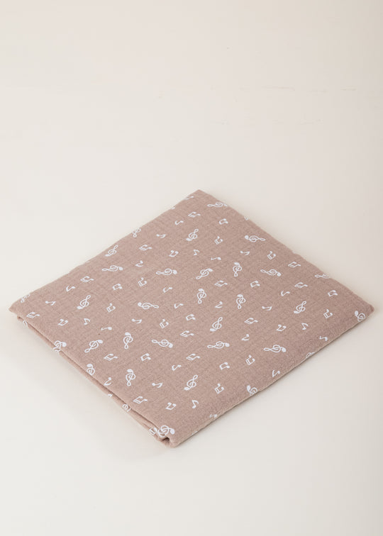 Scutec Muselina Beige Cu Imprimeu Note Muzicale AnneBebe