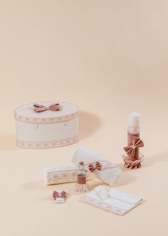 Set Botez Sorina 3 Piese, Lumanare, Trusou si Cufar Personalizate AnneBebe