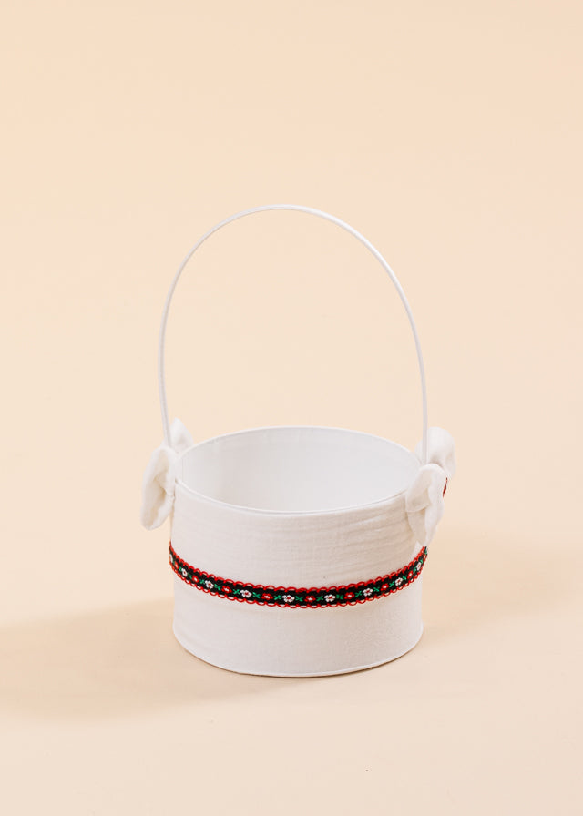 Traditional Basket For Cruciulites Cream Muslin Flower Band