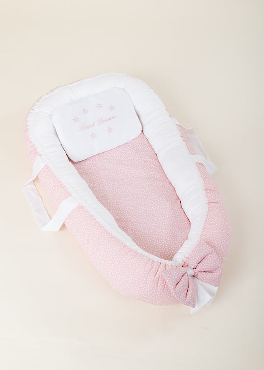 Babynest Roz Deschis Cu Stelute Mici Crem AnneBebe