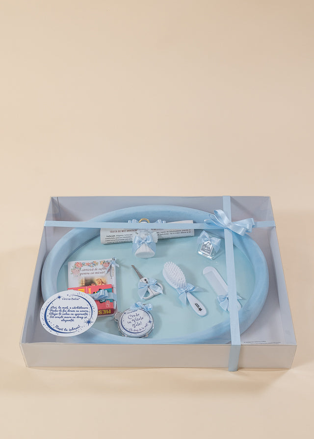 Boy's tray set for cutting the Bleu AnneBebe motif