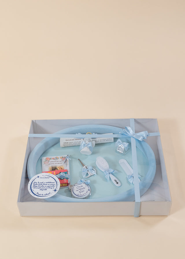 Boy's tray set for cutting the Bleu AnneBebe motif