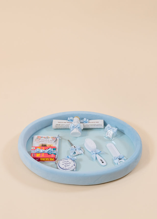 Boy's tray set for cutting the Bleu AnneBebe motif