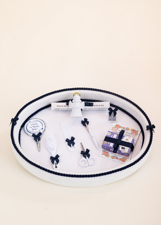 AnneBebe Unisex Ivory Tray Set for First Haircut and Cake Breaking Ceremony