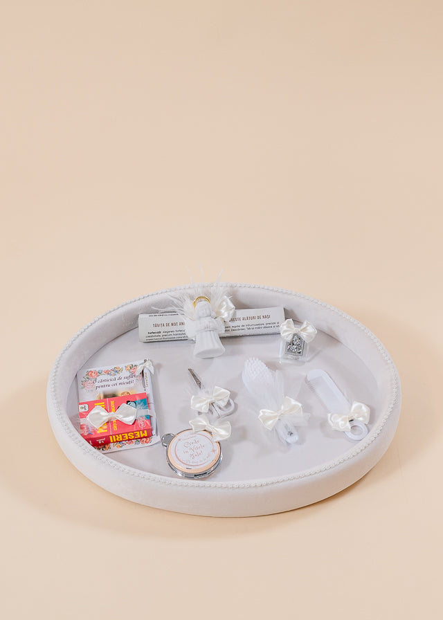 Unisex tray set for cutting the cake and breaking the cake Beige AnneBebe