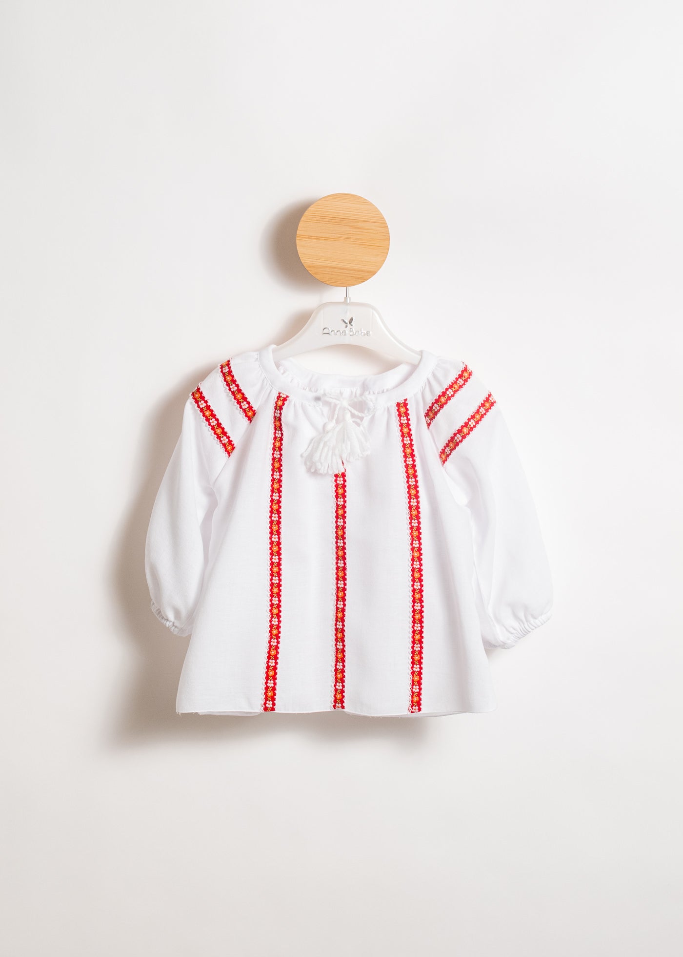 Ie Traditionala Alba Banda Flori Albe Si Portocalii AnneBebe 