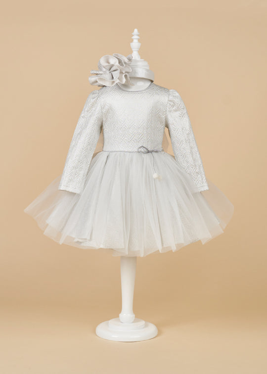 Elegant Snowflake Dress Girls Silver Tull AnneBebe